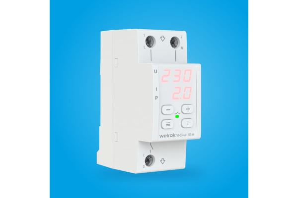 Реле напряжения Welrok VI-63 red 63 А (max 80 A), 13 900 ВА