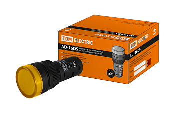Лампа AD-16DS(LED)матрица d16мм желтый 24В AC/DC TDM