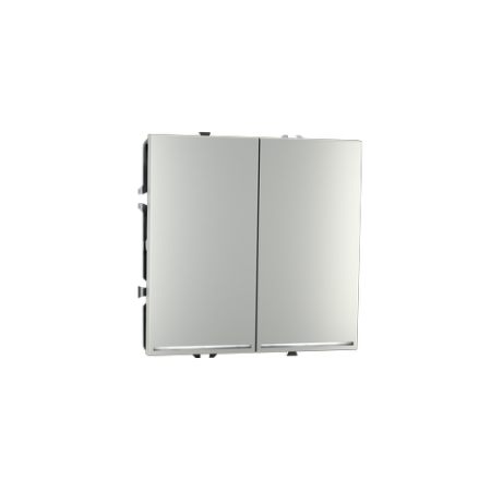 Проходной переключатель встраиваемый Voltum S70 двухклавишный с подсветкой 10А, (сталь)