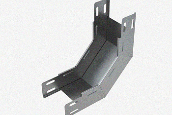 Лоток замковый глухой КПЗГ 100х50-45 УТ1,5 для поворота трассы вверх на 45, оцинкованный лист, S1,5