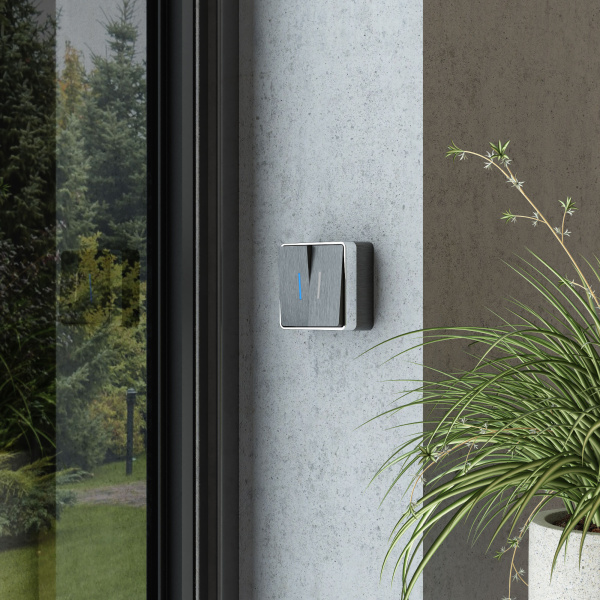 Выключатель двухклавишный с подсветкой (графит рифленый) Gallant ОУ IP20 Werkel