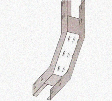 Лоток перфорированный КП 100х25-90 УТ1,5 для поворота трассы вверх на 90, оцинкованный лист S1,0