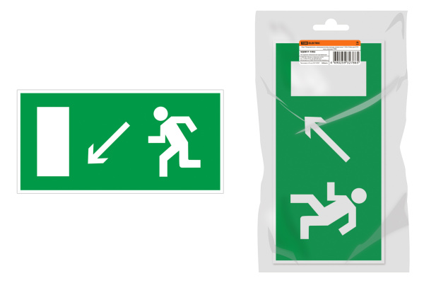 Знак "Направление к эвакуационному выходу налево вниз" 350х124мм для ССА инд. упаковка TDM Знак "Направление к эвакуационному выходу налево вниз" 350х124мм для ССА инд. упаковка TDM