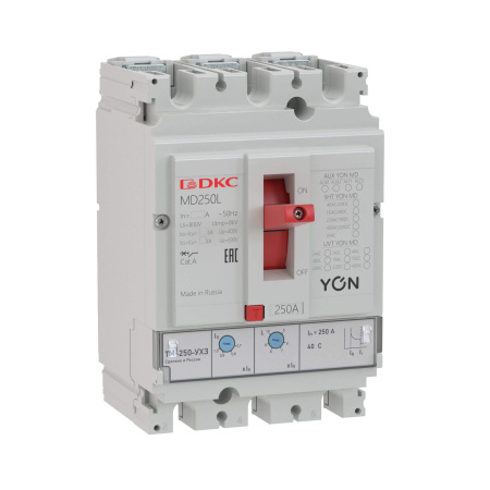 Выключатель автоматический ВА YON MD250F-TM160 3П 160А 50кА Ir 0.7…1xIn Ii 5…10xIn DKC