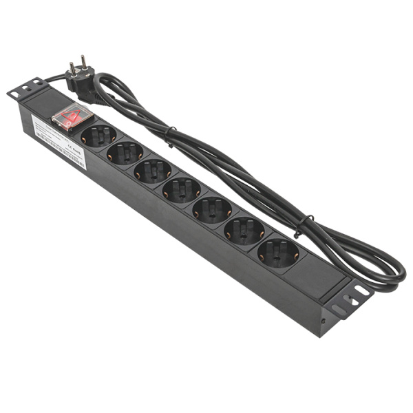 Блок розеток PDU TERACOM 19" 1U 16А/250В 7 розеток Schuko с выключателем шнур питания длиной 2 метра сечение 3x1,5 мм2 вилка Schuko корпус пластик чер Блок розеток PDU TERACOM 19" 1U 16А/250В 7 розеток Schuko с выключателем шнур питания длиной 2 метра сечение 3x1,5 мм2 вилка Schuko корпус пластик чер