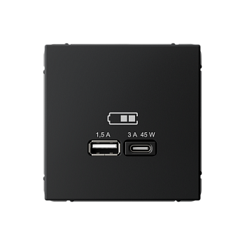 ARTGALLERY USB РОЗЕТКА A + тип-C 45Вт высокоскор.заряд. QC, PD, механизм, КАРБОН Systeme Electric ARTGALLERY USB РОЗЕТКА A + тип-C 45Вт высокоскор.заряд. QC, PD, механизм, КАРБОН Systeme Electric