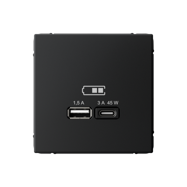 ARTGALLERY USB РОЗЕТКА A + тип-C 45Вт высокоскор.заряд. QC, PD, механизм, КАРБОН Systeme Electric ARTGALLERY USB РОЗЕТКА A + тип-C 45Вт высокоскор.заряд. QC, PD, механизм, КАРБОН Systeme Electric