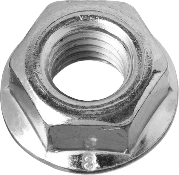 Гайка шестигранная DIN 6923 с фланцем, M10, 4 шт, класс прочности 6, оцинкованная, ЗУБР Гайка шестигранная DIN 6923 с фланцем, M10, 4 шт, класс прочности 6, оцинкованная, ЗУБР