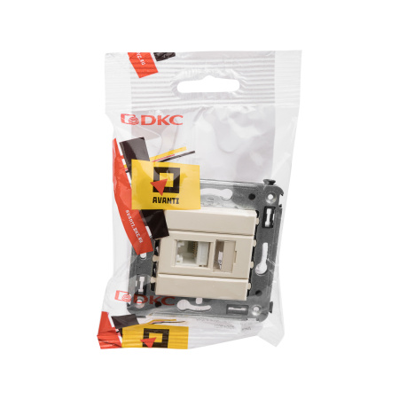 Компьютерная розетка RJ-45 в стену, кат.6А одинарная, "Avanti", "Ванильная дымка" DKC