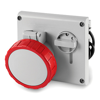 Розетка панельная с механической блокировкой и верхним расположением разъема IP67 32А 3P+E 400В DKC