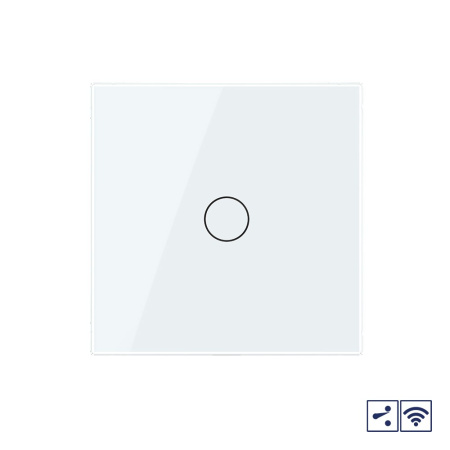 Сенсорный проходной радиоуправляемый выключатель 1 клавиша 1 пост Белый Livolo