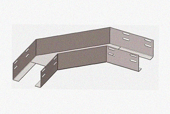 Лоток угловой замковый перфорированный КГЗ 400х110-90 УХЛ1 поворот на 90, горячее цинкование, S1,5