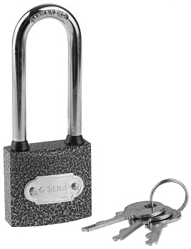 Замок "Мастер" навесной, металлический корпус, удлиненная закаленная дужка, 38мм ЗУБР