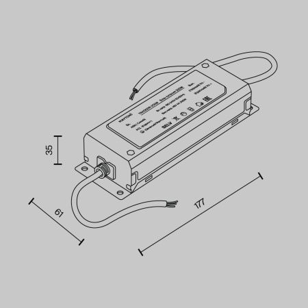 Блок питания Parity 48В, 200Вт, белый Серебро (TRA130DR-200W) Technical Maytoni