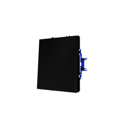 Проходной переключатель встраиваемый Voltum S70 двухклавишный 10А, (черный матовый)