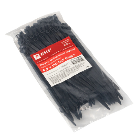 Хомут нейлоновый черный (4,8х180) (100шт) Basic EKF