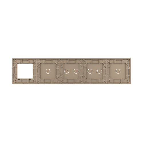 Панель для 4-х сенсорных выключателей и розетки, 6 клавиш (1+2+2+1), цвет золотой, стекло Livolo фото 4