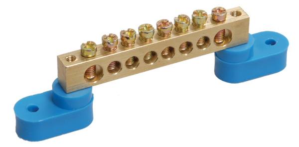 Шина N "ноль" на двух угловых изоляторах ШНИ-8х12-22-У2-С IEK