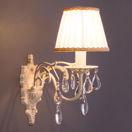 Бра с хрусталем 1*E14 40Вт белый с золотом IP20 Amelia (3637/1 белый с золотом) Eurosvet