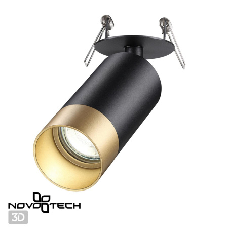 Св-к встр.IP20 GU10 9W 220V SLIM черный/золото NOVOTECH