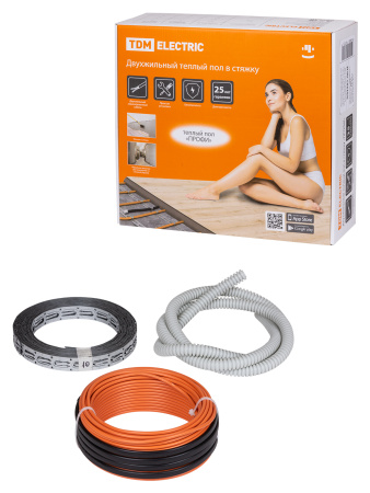 Двухжильный теплый пол в стяжку "ПРОФИ", 15 м, 300 Вт, S укладки 1,7-2,4 м², TDM Двухжильный теплый пол в стяжку "ПРОФИ", 15 м, 300 Вт, S укладки 1,7-2,4 м², TDM