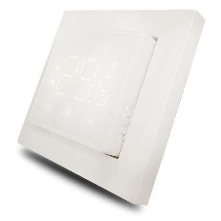 Donel Термостат с датчиком пола, с недельным программированием, 16 A, 55*55 мм., белое стекло, серия DTEF