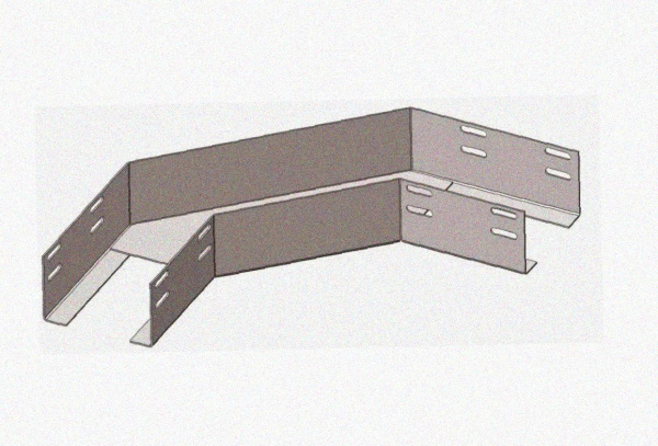 Лоток угловой замковый перфорированный КГЗ 600х65-90 УХЛ1 поворот на 90, горячее цинкование, S1,5