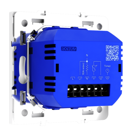Терморегулятор электронный Voltum S70 с индикацией и датчиком, для теплого пола, (белый глянцевый)