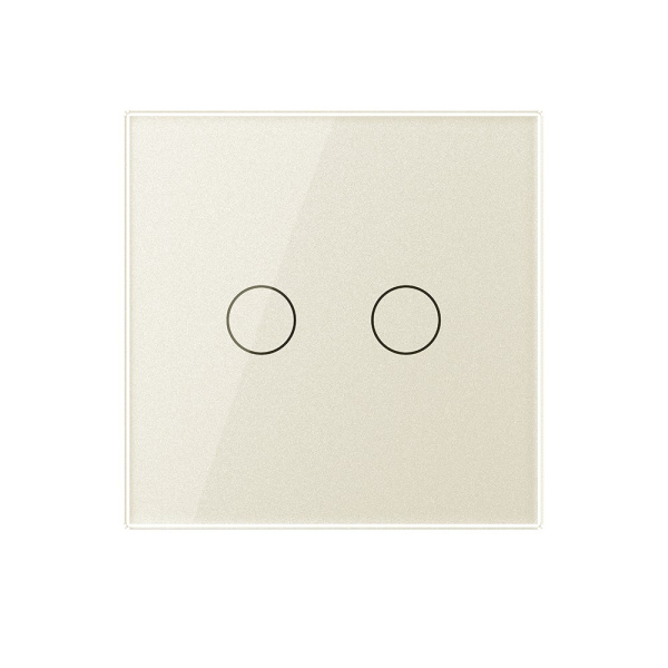 Двухклавишный сенсорный выключатель 1 пост, цвет жемчужный Livolo