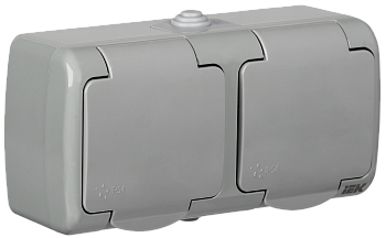 Розетка 2-местная для ОУ РСш22-2-А с з/з и крышкой 16А IP54 AQUATIC IEK