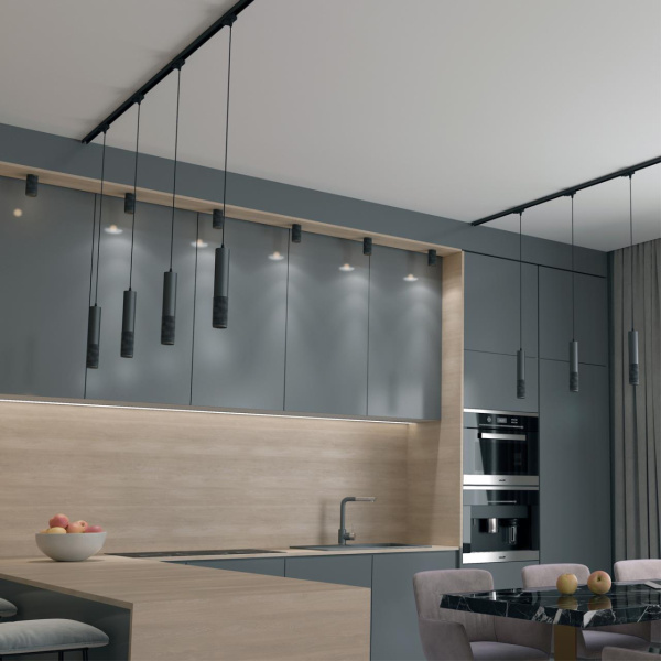 Трехфазный трековый cветильник,провод 1м IP20 GU10 50W 220V MAIS черный NOVOTECH