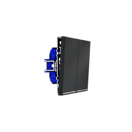 Выключатель встраиваемый Voltum S70 двухклавишный с подсветкой 10А, (графит)