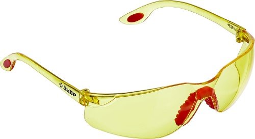 Защитные жёлтые очки СПЕКТР 3 широкая монолинза, открытого типа ЗУБР