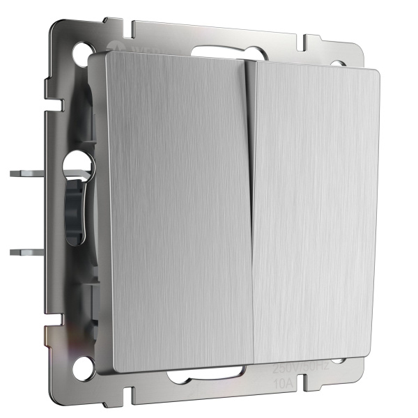 Встраиваемые механизмы Выключатель СУ 2-кл. 10А cеребряный рифленый IP20 Werkel