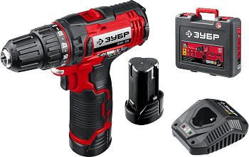 12В, 2 АКБ (2Ач), в кейсе, дрель-шуруповерт. ДШЛ-125-22 ЗУБР