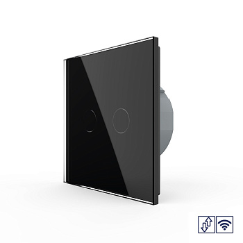 Сенсорный радиоуправляемый выключатель для жалюзи 2 клавиши 1 модуль Черный Livolo