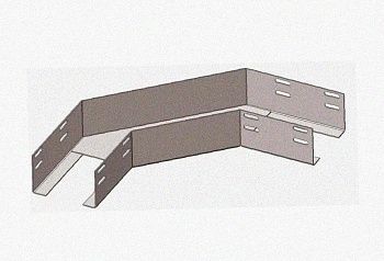 Лоток угловой перфорированный КГ 200х80-90 УХЛ1, поворот на 90, оцинкованный лист S1,5