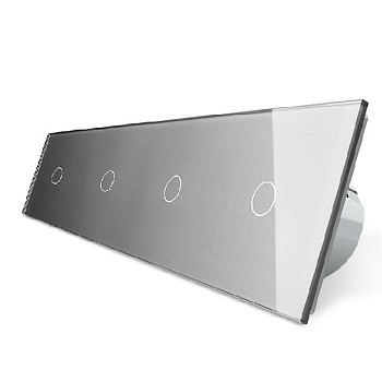 Сенсорный выключатель 4 клавиши (1-1-1-1), 4 поста Серый Livolo