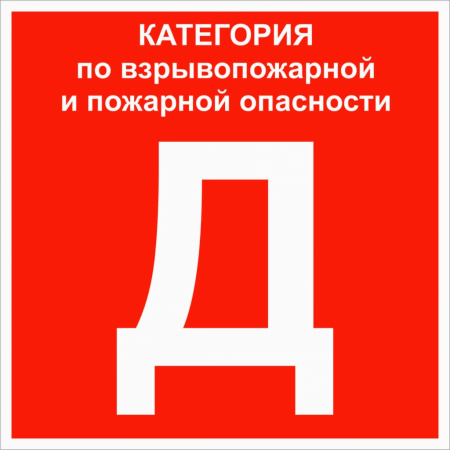 Знак "Категории помещения по взрывопожарной и пожарной опасности Д" 200х200 мм, пластик ГОСТ Р 12,4,026-2015 EKF