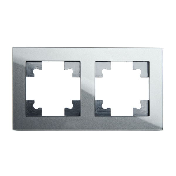 Рамка 2-местная, стекло, STEKKER, GFR00-7002-06, серия Катрин, графит