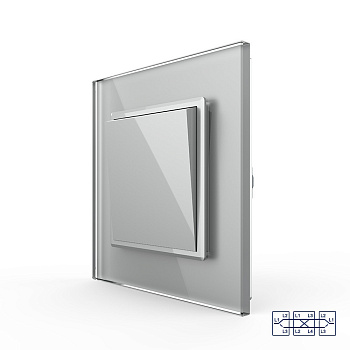 Одноклавишный перекрестный механический выключатель 1 пост, цвет серый Livolo