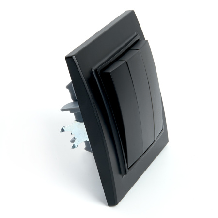 Выключатель 3-клавишный STEKKER PSW10-9007-03, 250В, 10А, серия Эрна, черный