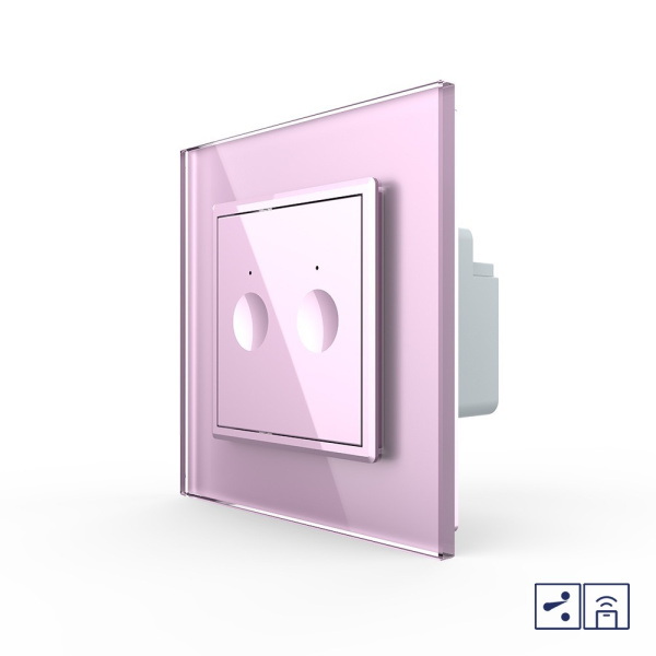 Двухклавишный проходной сенсорный выключатель Module с функцией радиоуправления, цвет розовый Livolo