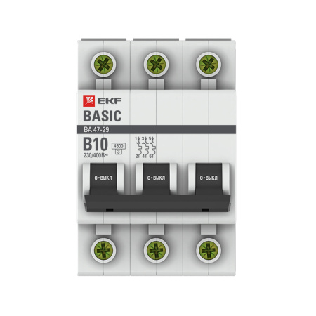 Выключатель автоматический ВА МОД 3П 10А В 4,5кА Basic EKF
