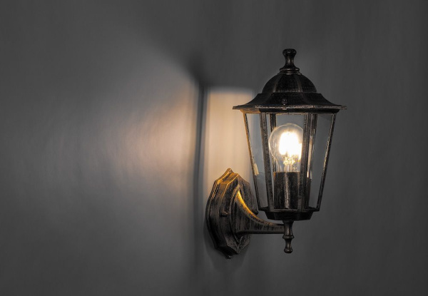 Светильник садово-парковый Feron 6101/PL6101 шестигранный на стену вверх 60W E27 230V, черное золото