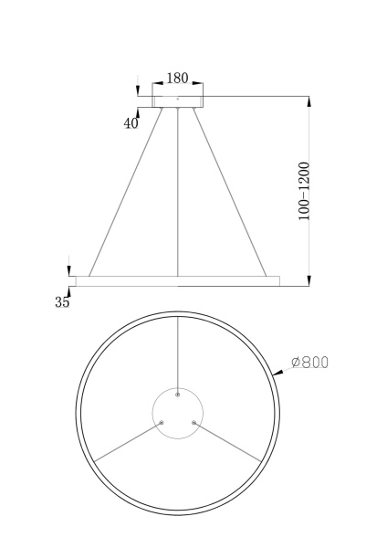 Подвесной светильник 51Вт 4000K Черный IP20 Rim MOD058PL-L42B4K Technical