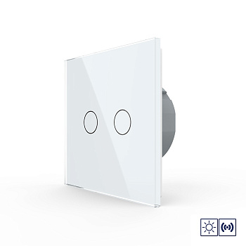 Сенсорный импульсный выключатель сухой контакт 2 клавиши 1 модуль Белый Livolo