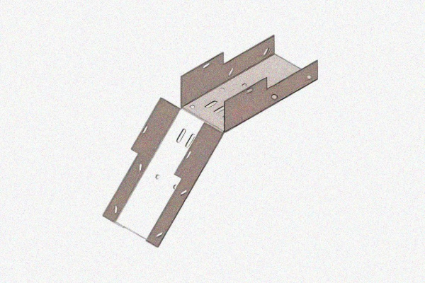 Лоток замковый глухой КСЗГ 200х60-45 УХЛ1 для поворота трассы вниз на 45, горячее цинкование, S1,5