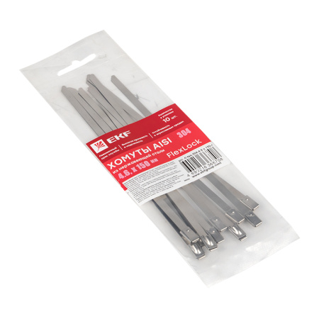 Хомут AISI 304 из нержавеющей стали, 4,6x150 (10 шт) FlexLock PROxima EKF