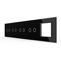 Панель для 4-х сенсорных выключателей и розетки, 8 клавиш (2+2+2+2), цвет черный, стекло Livolo